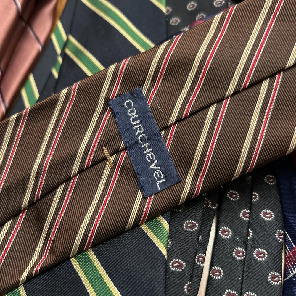 Lot 10 Vintage Necktie 3 Inch Blue Brown Mauve Pink Stripes